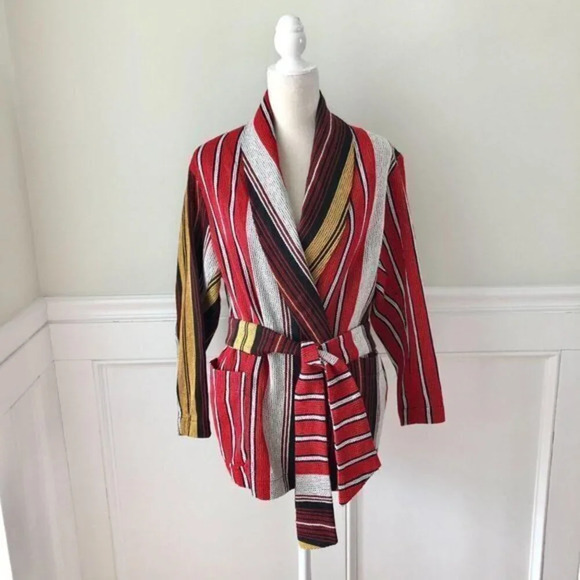 Merci Italia Striped Cotton Jacket Sweater 42 - Picture 1 of 6